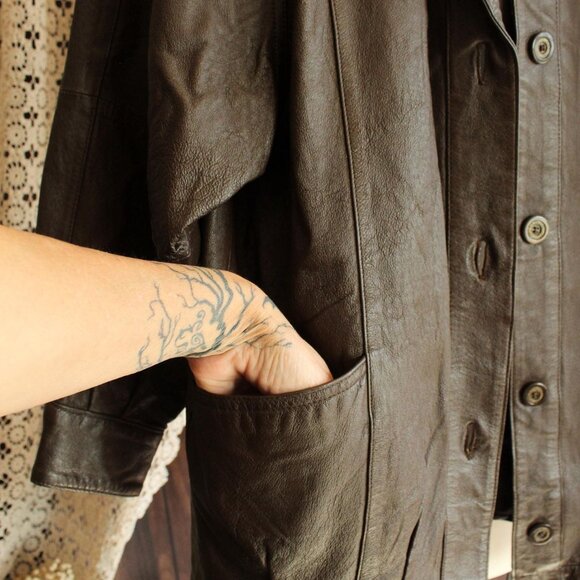 Vintage 1980s 1990s Leather Jacket, Jacqueline Ferrar Brown Coat, Size Small - Picture 4 of 10